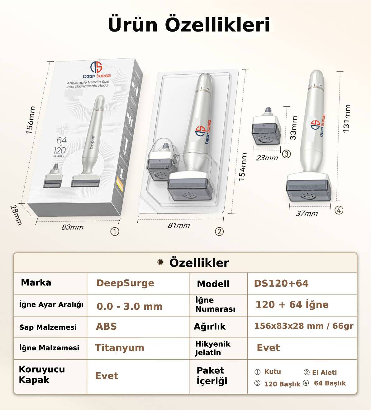 Değiştirilebilir Başlıklı Ayarlanabilir Titanyum İğne Ölçülü Dermastamp