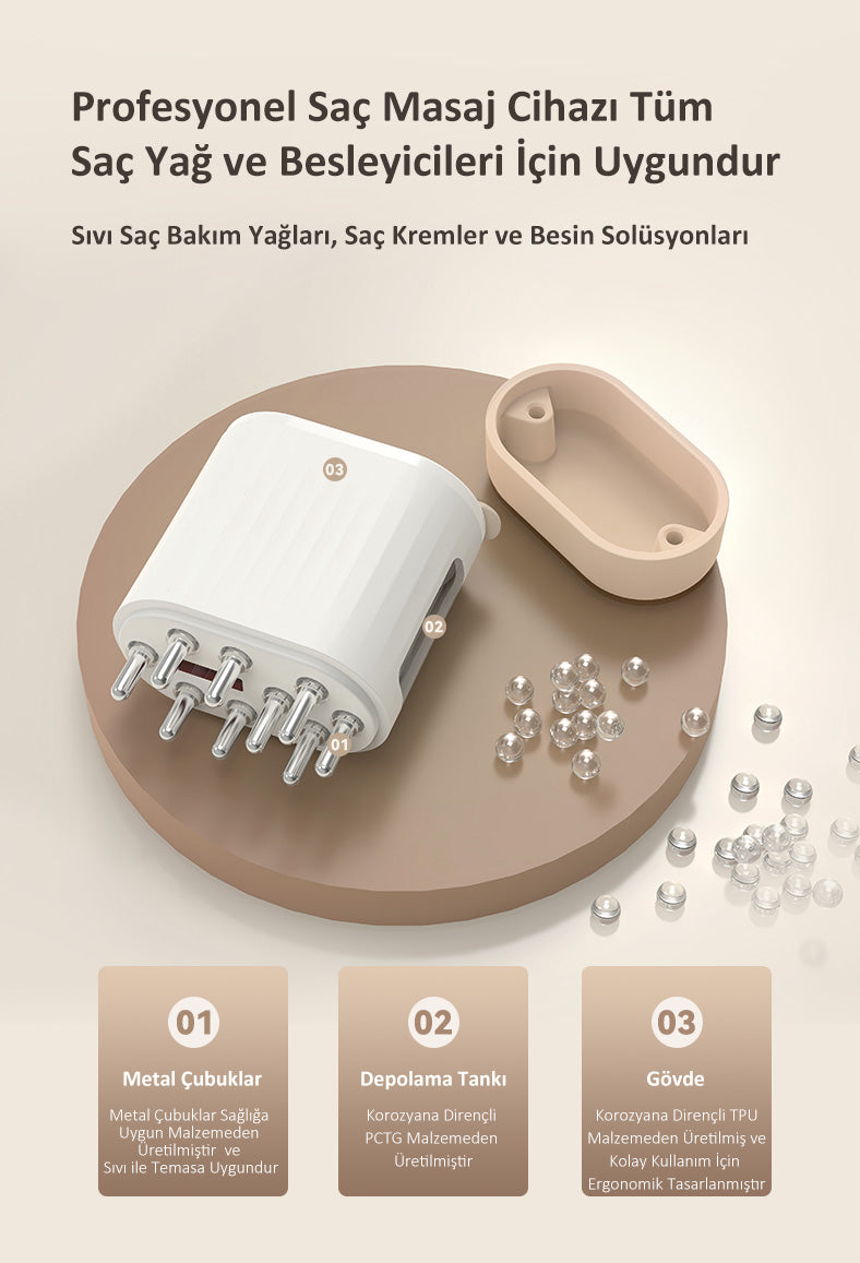 Kırmızı Işık Ve Mikroakım Teknolojili Saç Masaj Aleti